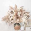 28" inch 20 Stems Large Pampas Grass Decor - Fluffy Brown & White Pampas Grass Decor Tall Pompas Grass for Floor Vase - Boho Home Decor Wedding Decor Natural Flower Bouquet