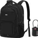 DUSLANG 17 Inch Laptop Backpack for Travel Water Resistant College Backpack for Men Women Laptop Bag with USB Charging Port with Black Lock,Black
