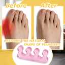 3 x Toe Separators for Pedicure, Gel Toe Spacers for Men and Women Suitable for Overlapping Toes, Bunions, Hammer Toe, Soft Toe Spreader for Separating Toenails or Nails-4pcs (Pink)