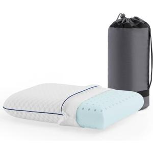 Weekender Gel Memory Foam Camping Pillow - Travel Essentials & Must Haves - Camping Gear & Accessories - Contouring Neck Support - Small Size Compatible for Car, Airplane, and Beach - 1 Pack
