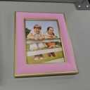 5x7 Velvet Picture Frame, Pink Photo Frames with Modern Simple Metallic Gold Border, HD Real Glass Horizontal & Vertical Display for Tabletop and Wall Collage Decor (1 Pack)