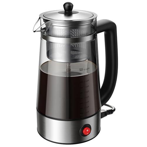 KIDISLE Percolator Coffee Pot Electric Coffee Maker, Brews 2–10 Cups, Auto Keep Warm, Stainless Steel Basket, Borosilicate Glass, Easy-Pour Spout, Cool-Touch Handle