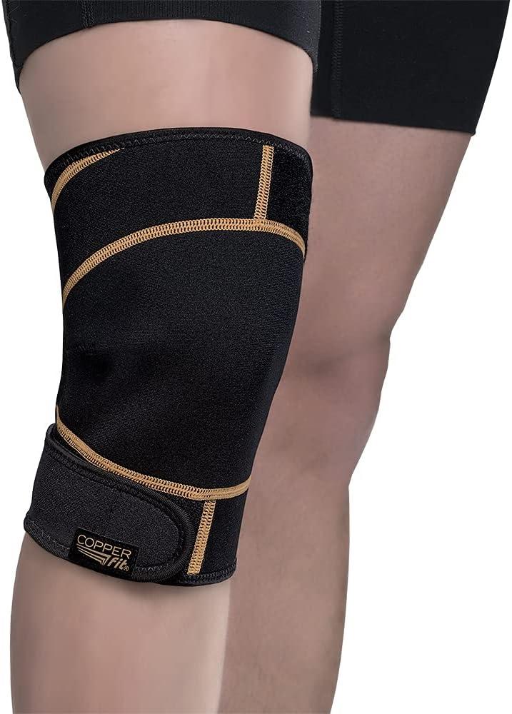 Copper Fit unisex adult Rapid Relief Knee Wrap with Hold/Cold Therapy Abdominal Support, Black, Adjustable