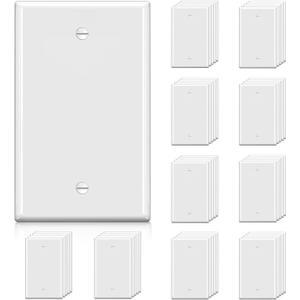 BESTTEN 50 Pack 1-Gang Blank Wall Plate, UL Listed, No Device Outlet Cover, H4.53 x W2.76, Unbreakable Polycarbonate Thermoplastic Wallplate, White