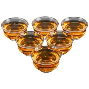 Chinese Tea Tasting Cup Set of 6, Small Glass Kung Fu Teacup, Mini Water Tumbler for Green, Oolong, Pu'er (Clear)