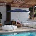 JEAREY 11' Patio Umbrellas Outdoor Table Market Umbrella w/Crank, 8 Sturdy Ribs, UV Protection Windproof for Garden, Deck, Backyard, Pool(Navy Blue)