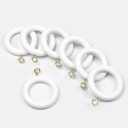 24 Pack of White 2 Inch, Wooden Curtain Rod Rings with Hooks, Decorative Drapery Hooks for Hanging Drapes, Vintage, Cafe and Shower Curtains, Tension Rod Hangers & Home Decor, 1.25 Inner Dia.