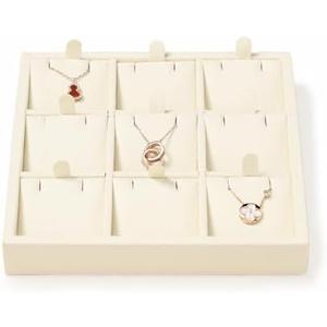 Oirlv Microfiber 9 Slots Jewelry Pendant Display Tray Jewelry Necklace Organizer Display Tray(Beige)