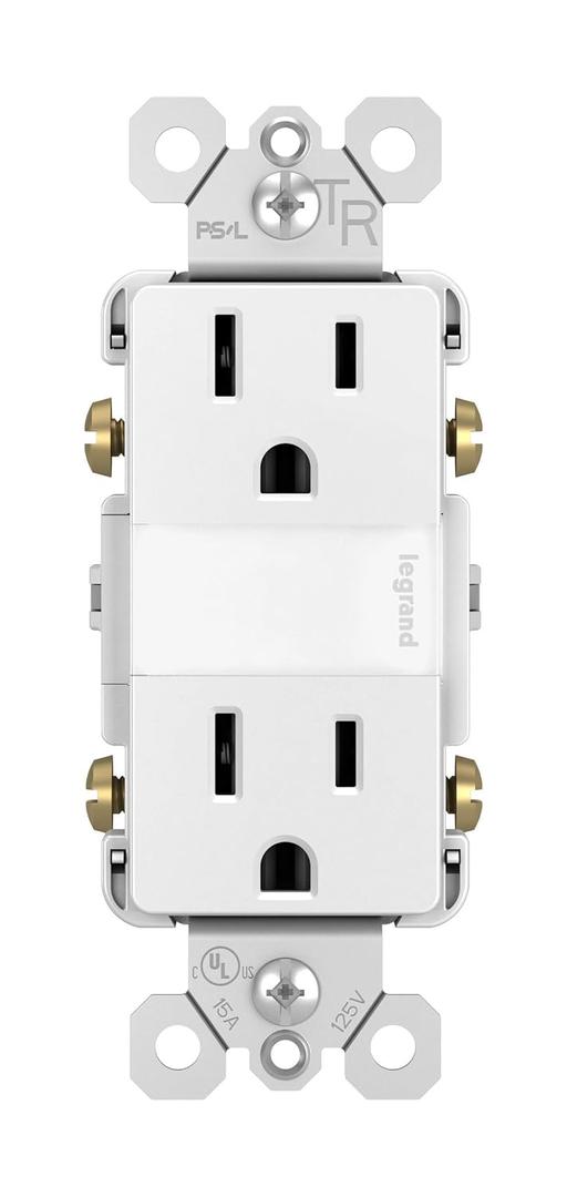 Legrand radiant Adjustable LED Night Light Outlet, Nightlight Electrical Outlets, Tamper Resistant, Safe for Kids, White, NTL885TRWCC6