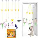 Cat Toys Indoor Hanging Door Retractable Bird Cat Toy for Kitten Fun Exercise Interactive String Feather Cat Toys for Hunting Chase (6 Pack)