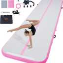 VEVOR Gymnastics Air Mat, 4 inch Thickness Inflatable Gymnastics Tumbling Mat, Tumble Track with Electric Pump, Training Mats for Home Use/ Gym/ Yoga/ Cheerleading/ Beach/ Park/ Water, 13 ft, Pink