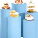 Spandex Cylinder Cover Light Blue Cylinder Pedestal Cover Set of 5 Stretchy Cylinder Stand Cover Cake Stand Pedestal Pillar Cover Round Cylinder Display Cover for Wedding Birthday Party