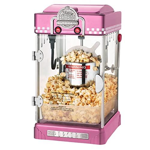 Little Bambino Popcorn Machine - 2.5oz Tabletop Movie Theater Popcorn Popper with Stainless-Steel Kettle by Great Northern Popcorn (Pink)