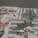 AVOIN colorlife Christmas Snowman Reindeer Gloves Eucalyptus Blue Throw Pillow Covers, 18 x 18 Inch Winter Holiday Stripes Cushion Case Decoration for Sofa Couch Set of 4