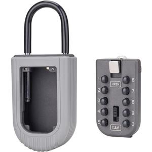 Key Lock Box, For families, Hotels, Offices, Realtor Key Lock Box Safe Lock Box 10-Digit Push Button Combination Safe Vault - Portable Outdoor Storage Key - Door Handle or Fence Mount.
