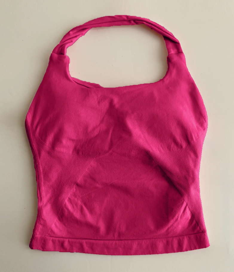 Impact Halter Top Woman Sports Vest Yoga Clothing Backless Hanging Neck Sports Tank Top with Built-in Cups, XS, Berry