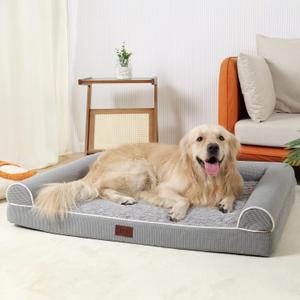 Orthopedic Dog Beds for Large Dogs,Waterproof Lined Egg Crate Foam Pet Bed Mat with Removable and Washable Cover and Non Slip Bottom,Dog Sofa Bed (L(36x27x6.5)Inches, Grey)