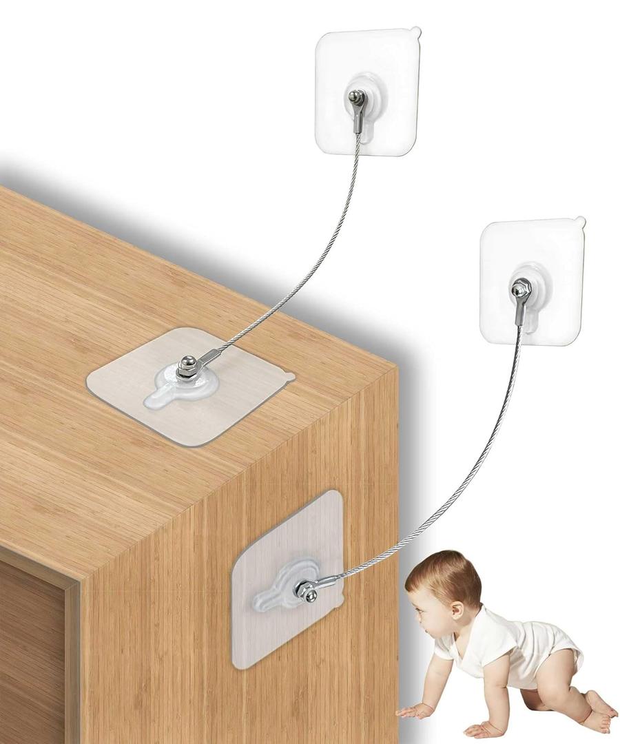 10 Pack, 12 inches Furniture Anchors Kit for Baby Proofing, Adhesive TV Safety Straps Use to Prevent Falling and Anti Tip, No Drill Dresser Or Cabinet to Wall Anchors (xicveiuz)