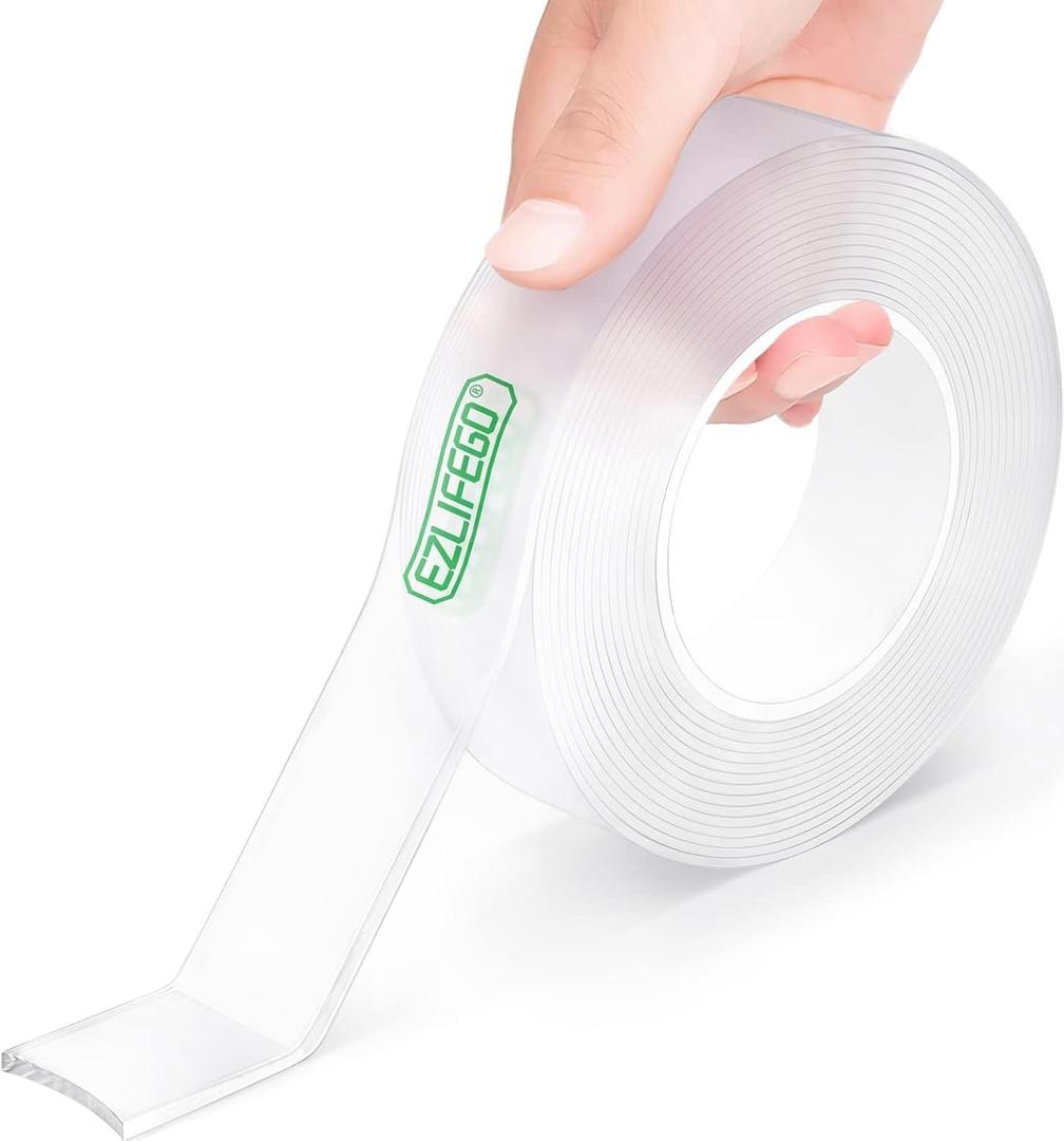 Double Sided Tape Heavy Duty, Nano Double Sided Adhesive Tape, Clear Mounting Tape Picture Hanging Adhesive Strips (9.85FT) (9.85 Feet)