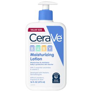 CeraVe Baby Lotion, Gentle Baby Skin Care with Ceramides, Niacinamide & Vitamin E, Fragrance, Paraben, Dye & Phthalates Free, Lightweight Moisturizer, 16 Ounce (16 Fl Oz (Pack of 1))