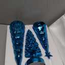 3 Pack Glass Christmas Trees Decor Lighted Christmas Tree Tabletop Glitter Centerpiece Decoration Glass Xmas Tree Figurines Holiday Ornament for Table Mantle Fireplace(Blue,Classic)