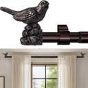 Curtain Rods 18 to 45 Inches Vintage Oil Bronze Curtain Rods for Windows Adjustable Drapery Rod with Bird Finials Heavy Duty Brown Curtains Rod for Kitchen Window Living Room