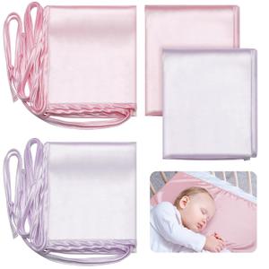 Hosuly 2 Pcs Satin Bassinet Sheet Baby Hair Soft Silk Feeling Sheet Baby Bassinet for Rectangle Cradle Pad Mattress Boys Girls Newborn Infant(Pink and Purple)