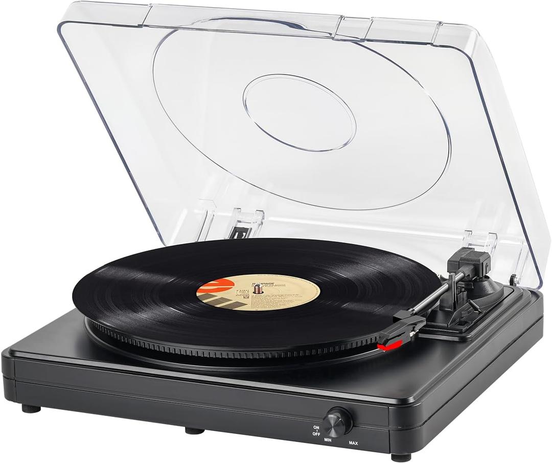 Record Player 3-Speed Bluetooth Turntable Vintage Vinyl Player with Stereo Speakers Belt Driven LP for Entertainment & Home Decoration, Black