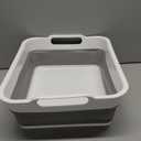 Madesmart Collapsible Dishwashing Basin with Handles, Plastic Pop-Up Dish Wash Basin for Kitchen Counters, Gray/White