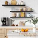 Forbena Large Floating Shelves for Wall 36 Inches Long 8 Inch Deep, Black Wall Shelves for Kitchen Bedroom, Heavy Duty Wooden Floating Shelf for Living Room Office Closet (Black, Set of 3)