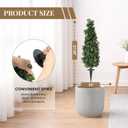 2 Pack Artificial Boxwood Topiary Trees with Ground Spike, 2 FT Faux Boxwood Topiaries Cone Bushes Trees UV Resistant Artificial Shrubs for Indoor Outdoor Front Porch Garden, Boxwood-4