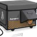 Outdoor Heated Cat House in Winter, Extremely Insulated & Weatherproof, Feral Cat Shelter with Waterproof Eaves & Escape Door for Outside Stray Barn Cat(Dark Grey,16.9"x12.7"x13.6")