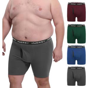 INNERSY Men's Big and Tall Boxer Briefs Cotton Moisture Wicking Underwear 4-Pack (3X-Large, Vintage)