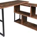 Tektalk Rotatable Corner Table Retro Desk Corner Computer Desk PC Laptop Study Table Workstation Home Office