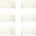 BRILLMAX 6 Pack Ivory Tablecloths for 6 Foot Rectangle Tables 90 x 132 Inch - 6ft Rectangular Bulk Linen Polyester Fabric Washable Cloth Cover for Wedding Reception Banquet Birthday Party