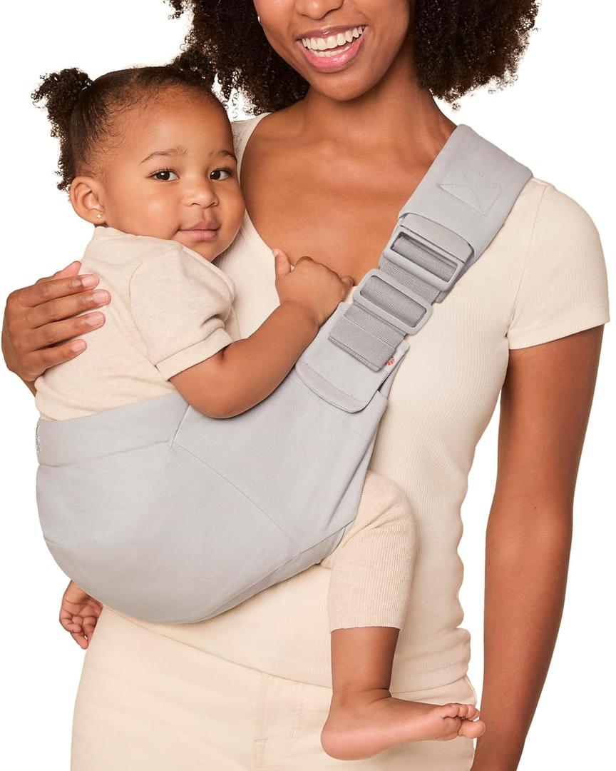Ergobaby Upsie Sling Baby Carrier for Babies and Toddlers 6-48 Months (17-45 lbs) - 2-Position Ergonomic Baby Carrier with Front Storage Pocket, Hip-Healthy Positioning - Pearl Grey