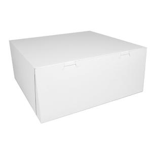 SCT White One-Piece Non-Window Bakery Boxes, 14 x 14 x 6, White, Paper, 50/Carton, 14" L x 14" W x 6" H - 50ct