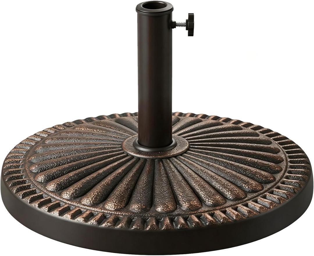 T&Jero 40 lb Round Heavy Duty Patio Market Table Umbrella Base Stand Weight for Outdoor, Bronze