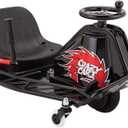 Razor Crazy Cart DLX - 24V Electric Drfting Go Kart - Enhanced Drift Bar, Brodie Knob Steering, Variable Speed, Up to 12 mph,Black/Red
