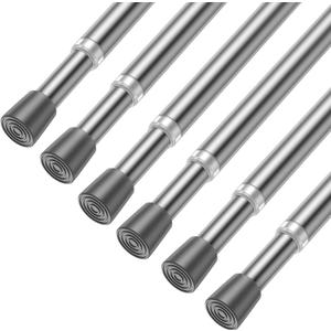 AIZESI Spring Tension Rods Adjustable Tension Curtain Rod Small Tension Rod No Drilling Expandable Spring Loaded Curtain Tension RodSilver,26" to 39"-6Pcs)
