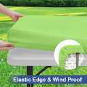 homing 2 Pack Rectangle Table Cloth, Elastic Fitted Fabric Tablecloth Fits for 6 Foot Folding Tables, Washable Table Cover for Picnic, Camping, Indoor & Outdoor (Lime Green, 30" x 72")