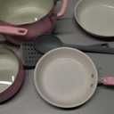 Tasty Clean Ceramic Non-Stick Aluminum Cookware Set, Tempered Glass Lid, Dishwasher Safe, 16-Piece, Pink