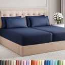 Split King 7 Piece Sheet Set - Comfy Breathable & Cooling - Soft Hotel Luxury Bedding Set with 8-16 Inch Deep Pockets - 1 Flat & 2 Fitted Sheet & 4 Pillowcases - Wrinkle Free & Easy Care - Navy Blue