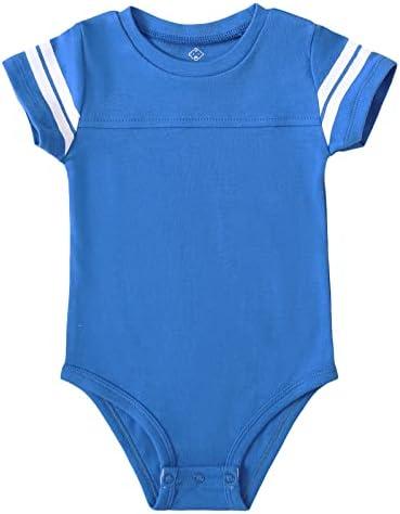 ROMPERINBOX Baby Football Jersey Onsies Raglan Bodysuit Customized Newborn Unisex Romper with Contrasting Sleeve Stripes 0-3 m