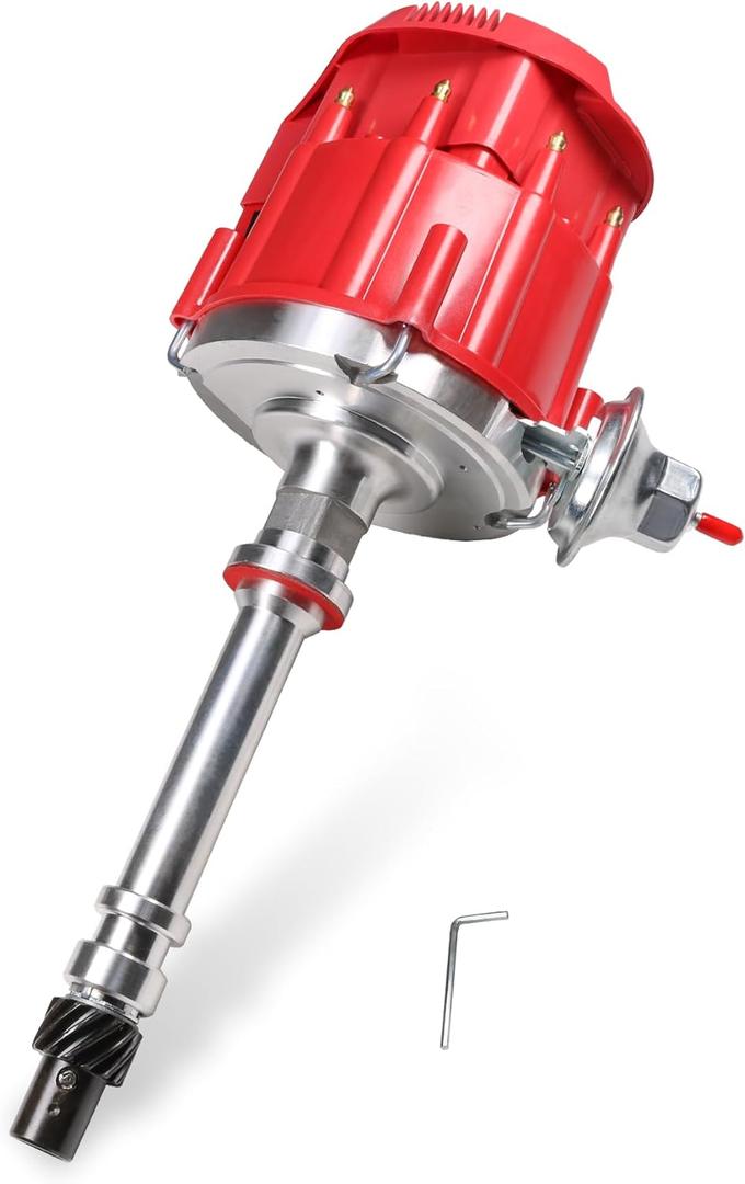 HEI Distributor Replacement For Chevy SBC BBC 283 305 307 327 350 400 small blocks 396 427 454 big blocks V8 65k Coil 7500RPM Red Cap Super Coil Racing Ignition Distributor Replace JM6500R PE350R
