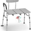 Careboda Tub Transfer Bench and Shower Chair for Bathtub, Adjustable Shower Bench and Bath Seat with Backrest and Soft Arm Support for Seniors and Elderly, 400lb. Weight Capacity