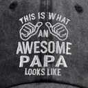 Papa Hats for Men, Adjustable Cotton Embroidered Dad Baseball Cap (Gray)