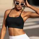 RUNNING GIRL Y-Back Sports Bras for Women, Medium Impact Wirefree Padded Bra Workout Crop Top Longline Sports Bra Push up (Black, XL)