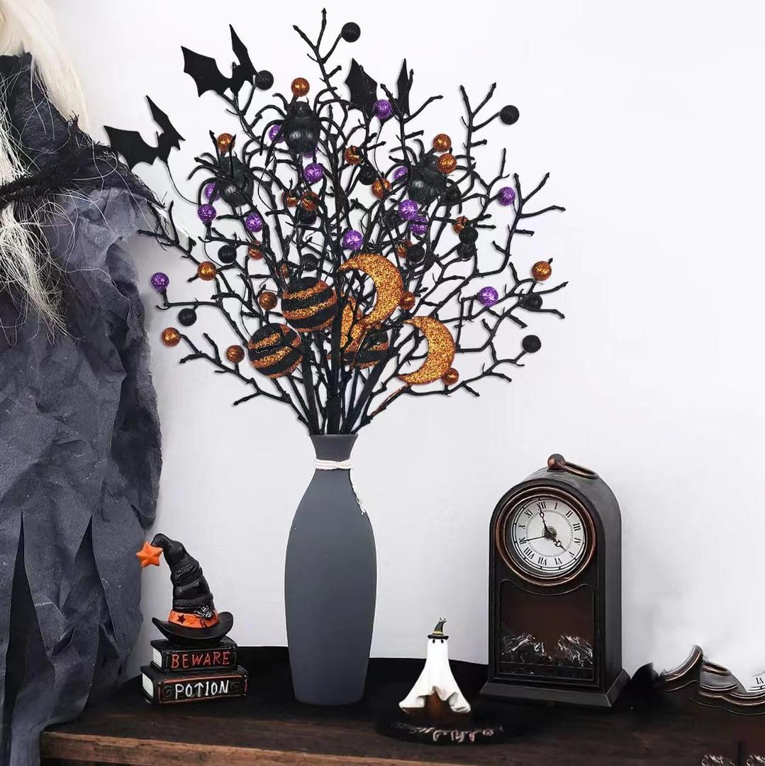 Large Halloween Artificial Flower Decorations, Spider and bat cuttings for Home, Office, Kitchen Decoration, Halloween Party SuppliesHalloween Indoor and Outdoor Party Decor Supplies