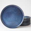 famiware Star Dinner Plates for 6, 10 inches Plate Set, Scratch Resistant, Stoneware Dinnerware, Kitchen Modern Rustic Serving Dishes, Nebulas Blue